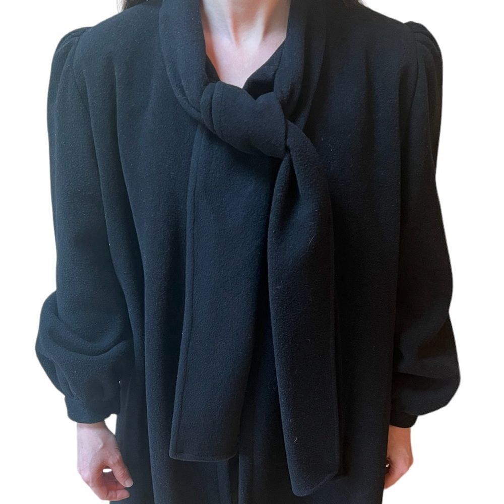 Vintage 1950’s Anglo Fabrics Black Wool Swing Coat - Picture 13 of 16
